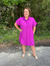 Load image into Gallery viewer, SY6353 Drop Shoulder Button Up Woven Shirt Dress