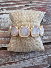 Load image into Gallery viewer, Opal Square Stone and Gold Stretch Bracelets