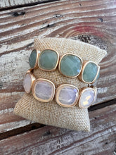 Load image into Gallery viewer, Opal Square Stone and Gold Stretch Bracelets