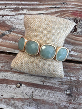 Load image into Gallery viewer, Opal Square Stone and Gold Stretch Bracelets