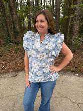 Load image into Gallery viewer, Ruffle Sleeve Floral Printed Top