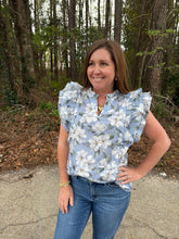 Load image into Gallery viewer, Ruffle Sleeve Floral Printed Top