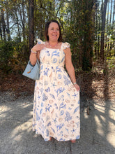 Load image into Gallery viewer, Seashell Print Ruffle Sleeve Maxi Dress