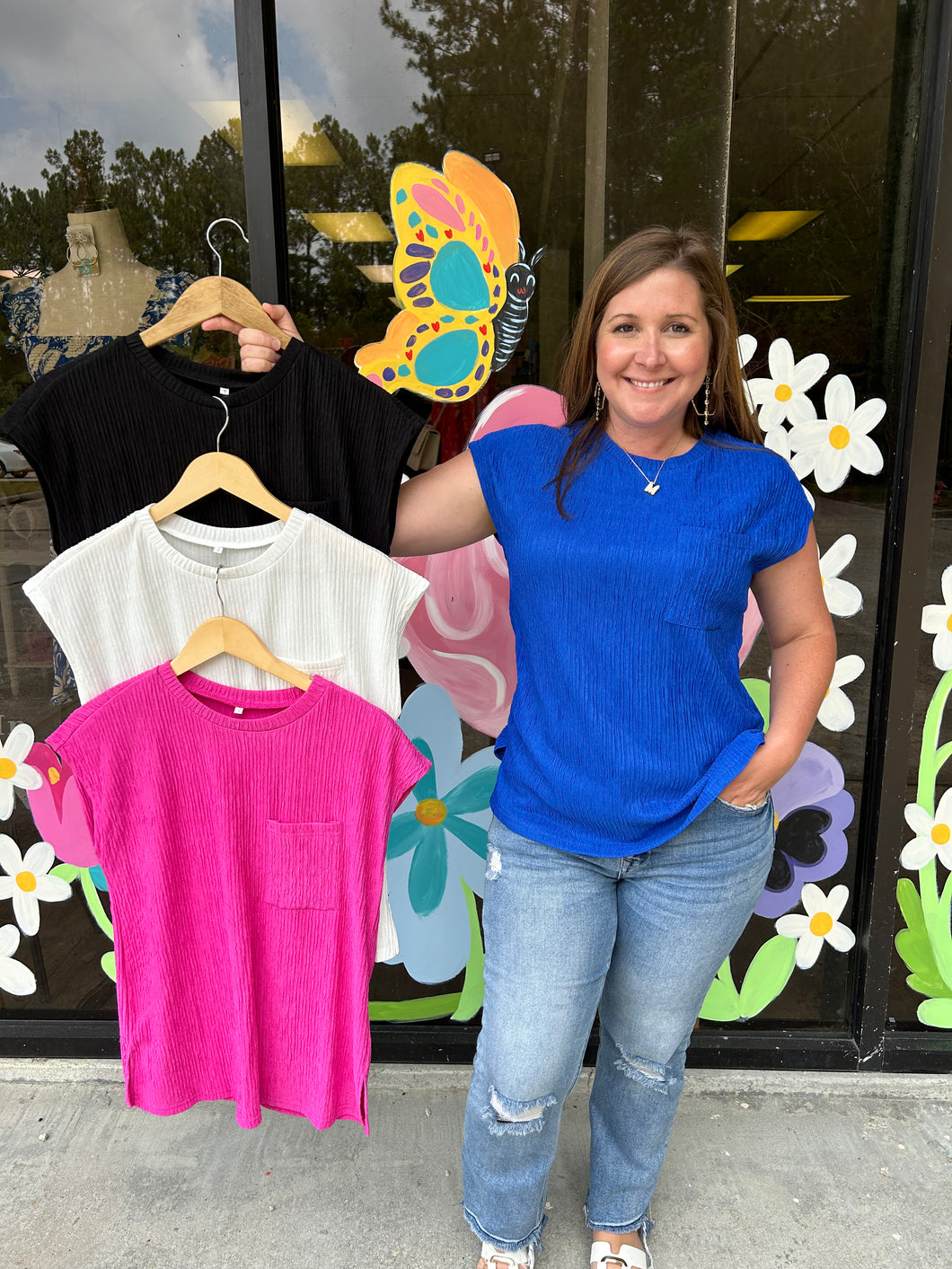 Doorbuster Textured Top with Pocket