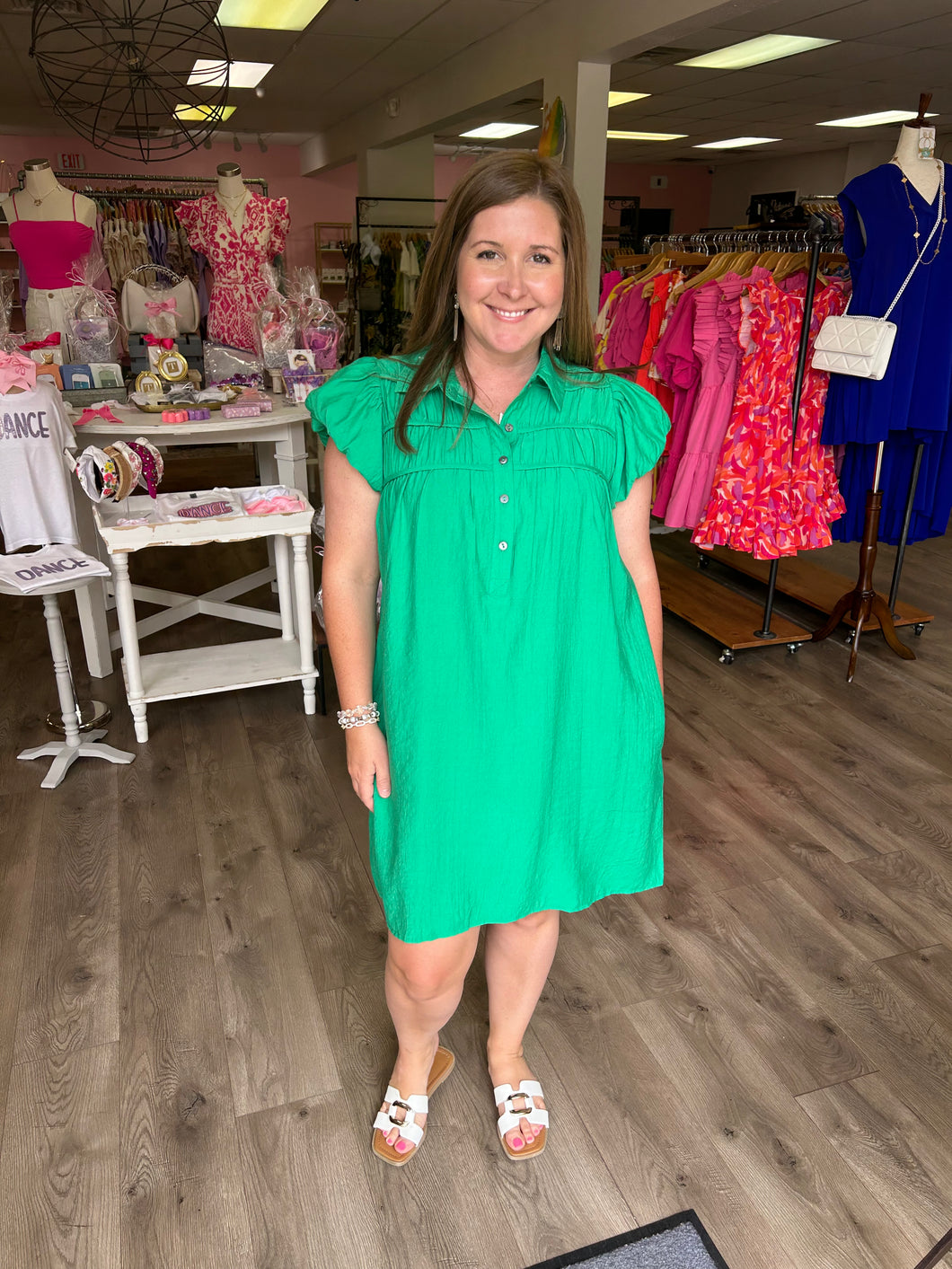 D23133 Smocked top puff sleeve Dress