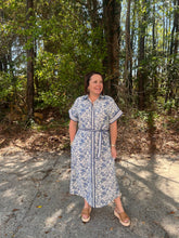 Load image into Gallery viewer, Drop Shoulder Midi Shirt Dress with Waist Tie