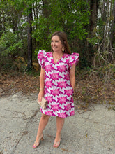 Load image into Gallery viewer, Layered cap sleeves floral jacquard shift dress