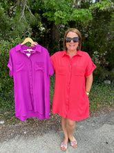 Load image into Gallery viewer, SY6353 Drop Shoulder Button Up Woven Shirt Dress