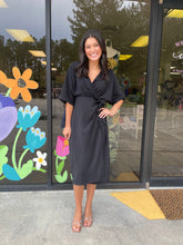 Load image into Gallery viewer, SY7178 Drop Short Sleeve woven surplice wrap midi dress
