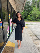 Load image into Gallery viewer, SY7178 Drop Short Sleeve woven surplice wrap midi dress