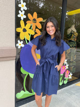 Load image into Gallery viewer, SY6956 Flutter Sleeve Button Down Woven Dress with Side Pockets