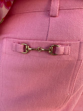 Load image into Gallery viewer, Solid high-waisted shorts featuring front patch pockets with gold horsebit detail.