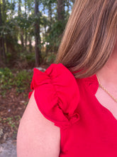 Load image into Gallery viewer, Solid Top V Neck With Ruffled Details