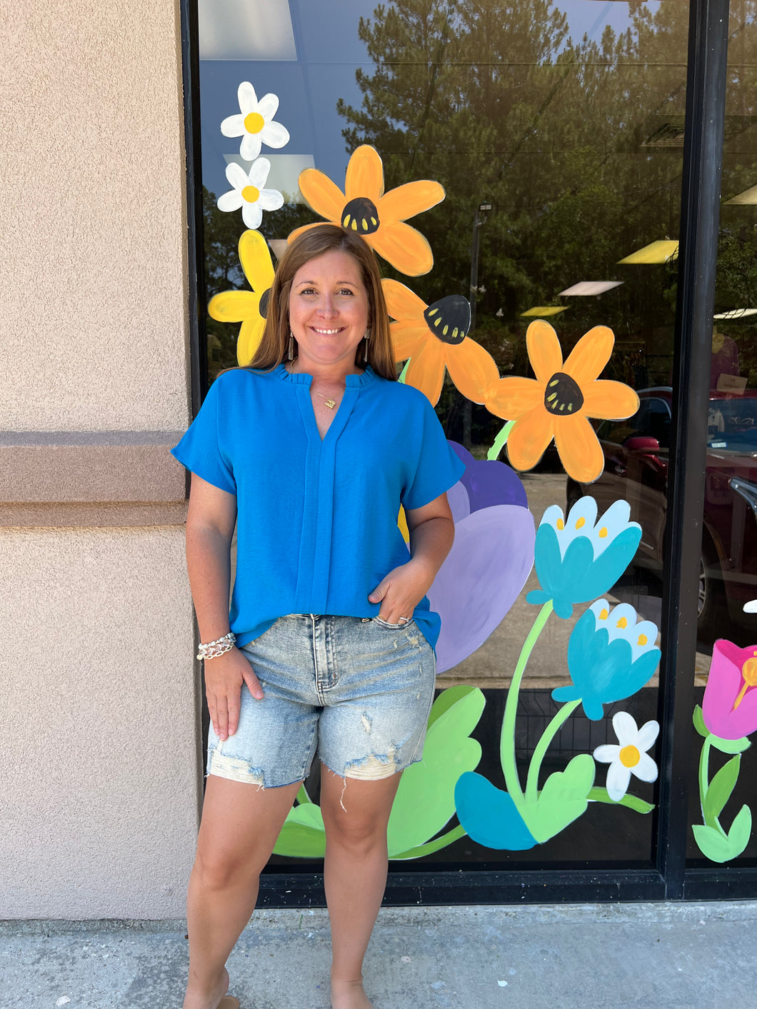 H10735 Solid Short Dolman Sleeves Top