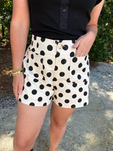 Load image into Gallery viewer, High waist polka dot print shorts with pockets, stretch back