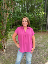 Load image into Gallery viewer, SY6489 Drop Shoulder Collared Woven Top