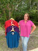 Load image into Gallery viewer, SY6489 Drop Shoulder Collared Woven Top