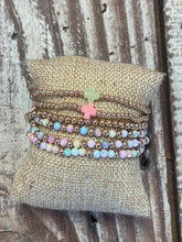 Load image into Gallery viewer, Set of 5 Crystal and Cross Bracelet Stack