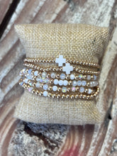 Load image into Gallery viewer, Set of 5 Crystal and Cross Bracelet Stack
