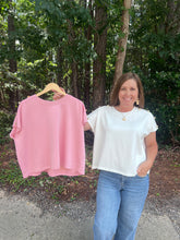 Load image into Gallery viewer, Solid short sleeve knit top with gold button detail