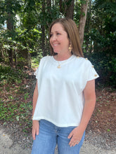 Load image into Gallery viewer, Solid short sleeve knit top with gold button detail