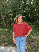 Load image into Gallery viewer, TK9526 Elastic Sleeve Dolman Blouse