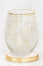 Load image into Gallery viewer, Stemless Gold Hatch Wine Glass