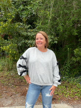 Load image into Gallery viewer, SY7452 Knit French Terry Sweatshirt Top with Tied Ribbon