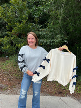 Load image into Gallery viewer, SY7452 Knit French Terry Sweatshirt Top with Tied Ribbon
