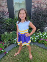 Load image into Gallery viewer, Avery's Accents Cheer outfit Purple and Gold