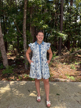Load image into Gallery viewer, Layered ruffle sleeves button down floral dress with pockets