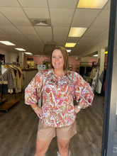 Load image into Gallery viewer, H11565-1 Button Up Peasant Sleeve Top