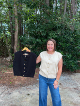 Load image into Gallery viewer, ROUND NECK BUTTON-FRONT SWEATER VEST