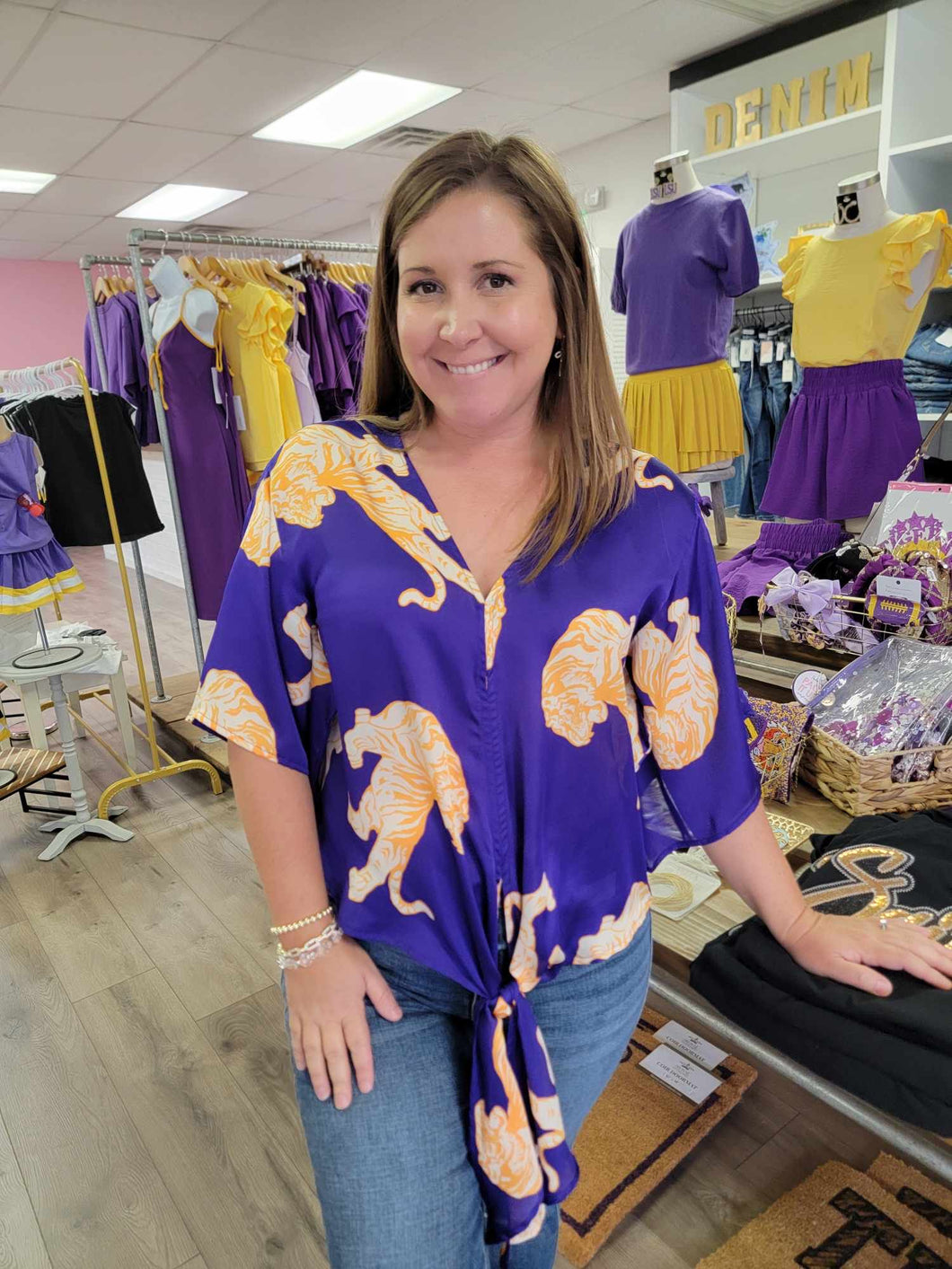 Adrienne GiGI- LSU Tigress Kimono Sleeve Top