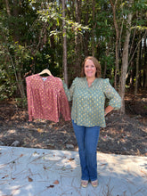 Load image into Gallery viewer, SY5123-Gold Dot Chiffon Button Down Top