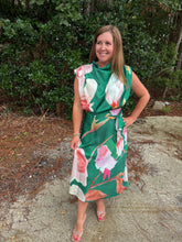 Load image into Gallery viewer, Floral Cowl Neck Sleeveless Midi Dress