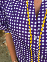 Load image into Gallery viewer, Purple Gingham Top With Yellow Detail
