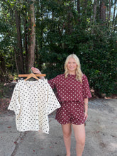 Load image into Gallery viewer, Oversized Knit Polka Dot Top and Shorts Set