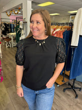 Load image into Gallery viewer, 34790 Gold Feather Textured Puff Sleeve Top