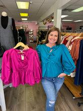 Load image into Gallery viewer, B12311- Bow Ties Peplum Top