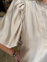Load image into Gallery viewer, V-Neck Satin Puff Sleeve Top
