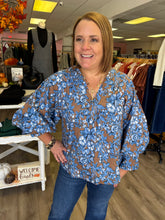 Load image into Gallery viewer, Floral Print Balloon Sleeves top