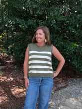 Load image into Gallery viewer, Sleeveless Stripe Sweater Top With Side Gold Buttons