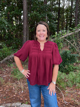 Load image into Gallery viewer, Puff Sleeve Pin Tuck Detail Top
