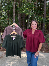 Load image into Gallery viewer, Puff Sleeve Pin Tuck Detail Top