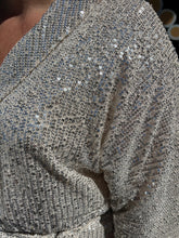 Load image into Gallery viewer, Half Sleeve Surplice Wrap Sequin Romper