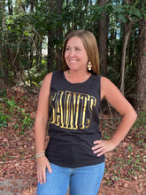 Load image into Gallery viewer, Black/Gold Metallic Saints Tank