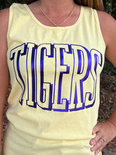 Load image into Gallery viewer, Butter/Purple Metallic Tigers Tank