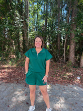 Load image into Gallery viewer, Scuba High Neck Zip top short set