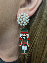 Load image into Gallery viewer, Pearl Post Nutcracker Earrings